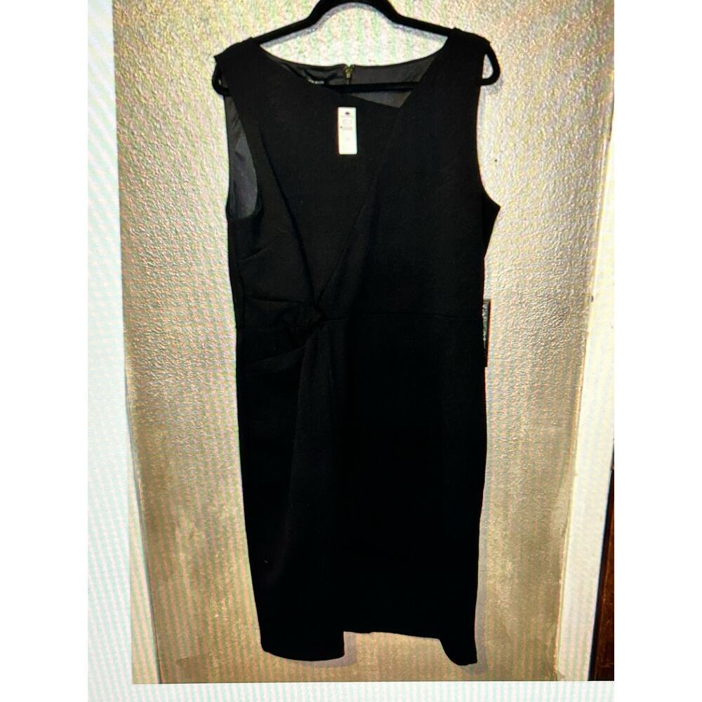Talbots Twist Detail Old Money Professional Sheath Black Asymmetrical Dress
